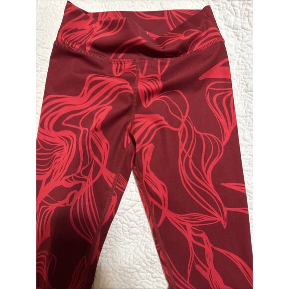 Zella Leggings High Waist Studio Lite Flex - Red Burgundy Floral Camo - Large - Picture 2 of 7